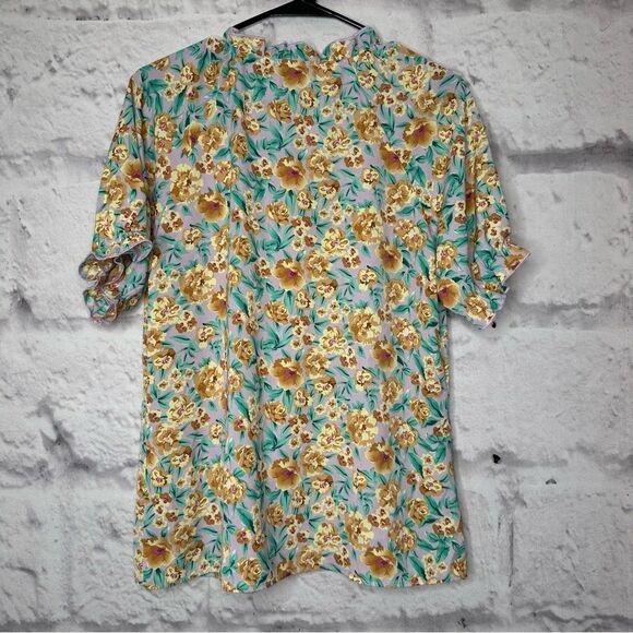 🔸BUNDLE ONLY🔸 |EUC| ALLEGRA K Floral Short Sleeve Blouse - Picture 4 of 6